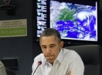 Obama Takes Charge at Hurricane Command Center